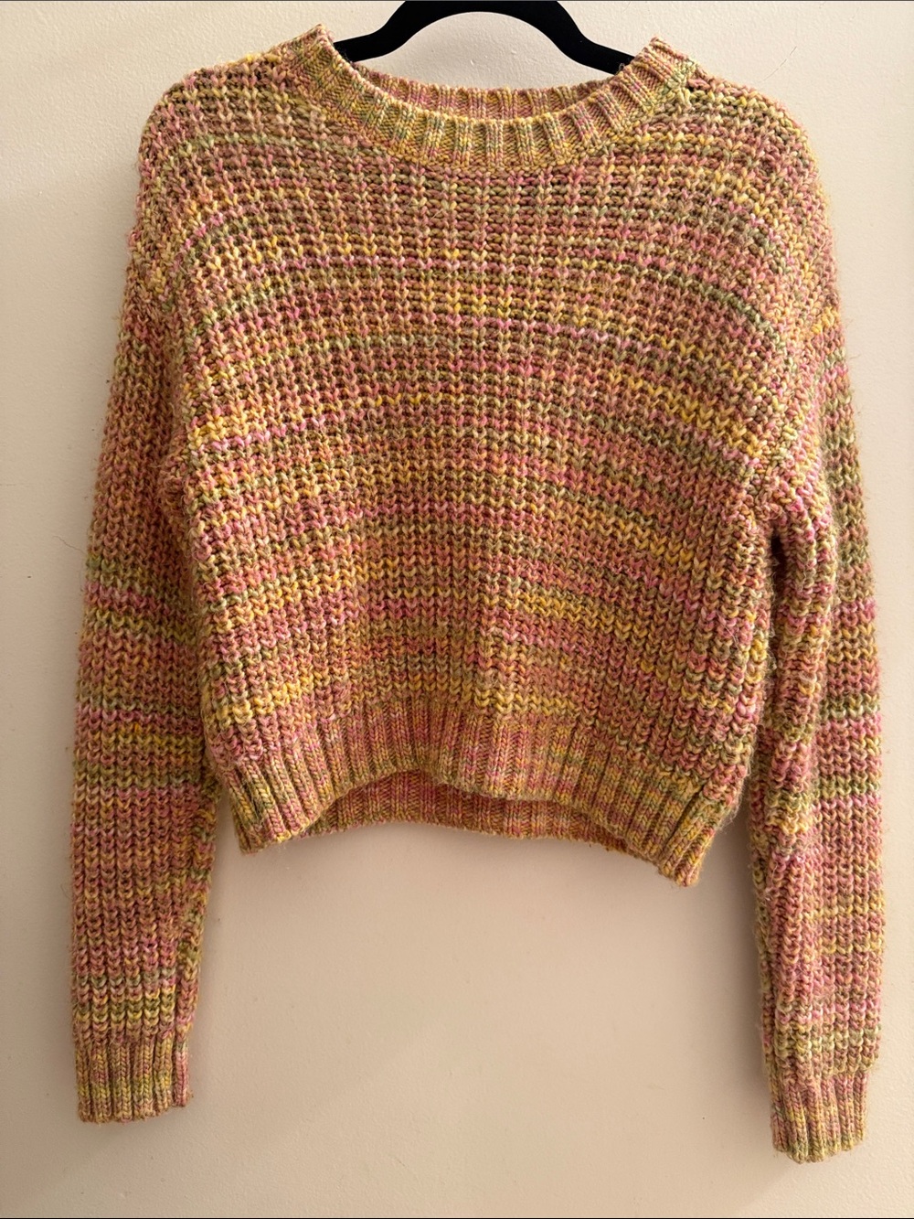 Anthropologie Multicolor Knit Crewneck Sweater — Pink & Yellow